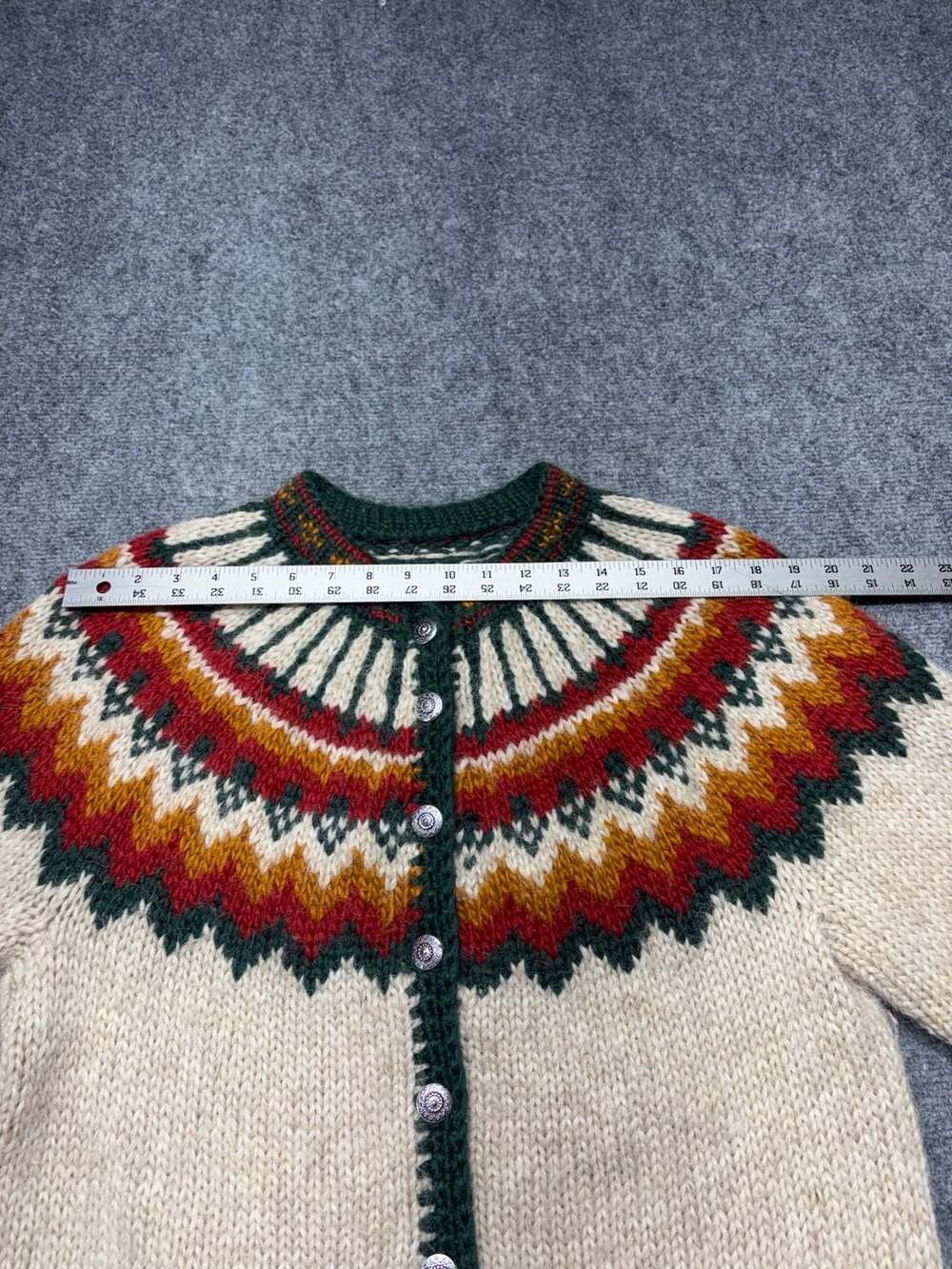 Vintage Iceland Sweaters? Cardigan Pure Wool Knit Folk Nordic Fair Isle Button M - Picture 5 of 13